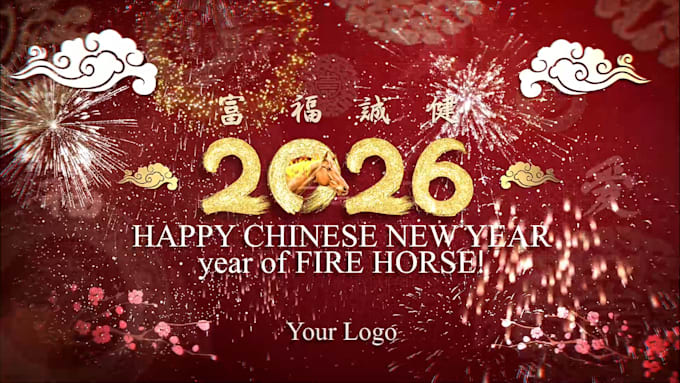 make a beautiful fire horse chinese new year greeting 2026 video