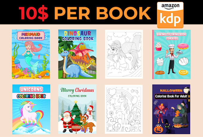 Design coloring book cover and interior for amazon kdp by