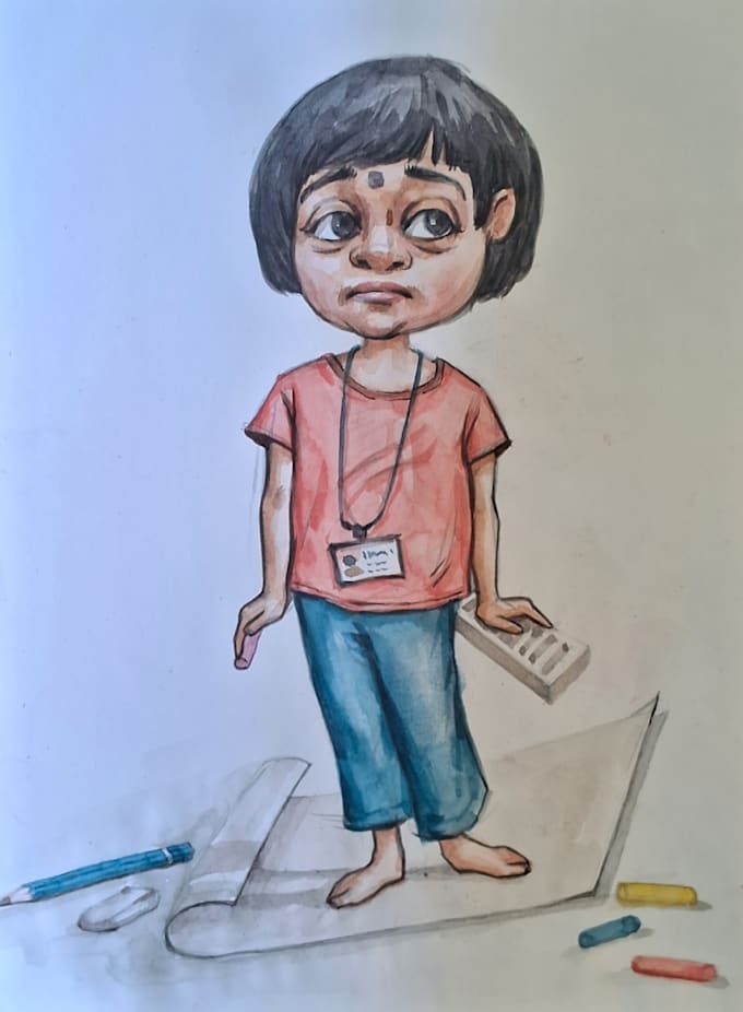 draw custom digital and watercolor character illustrations