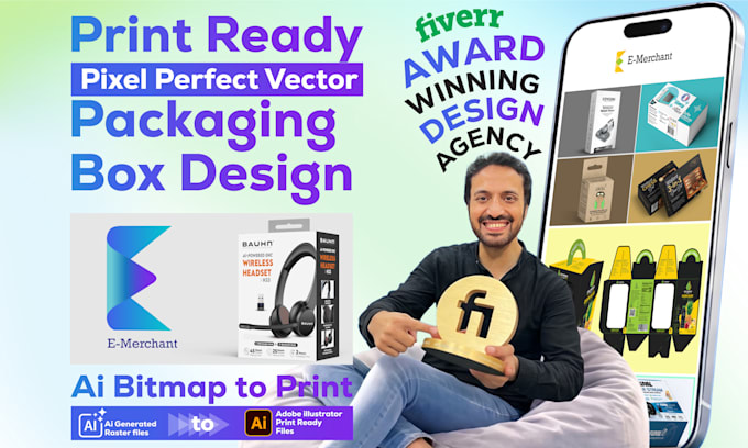 do product packaging design, convert ai generated to print ready box design