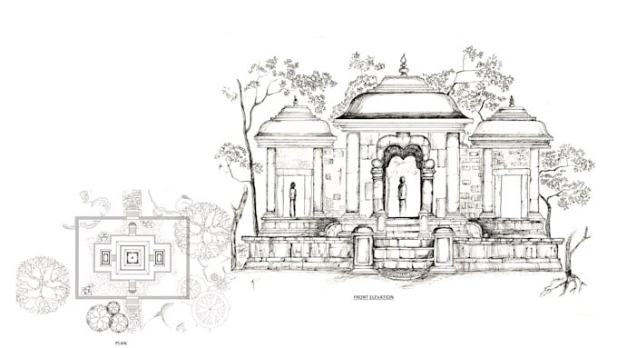 design architectural drawing in autocad and hand drawing
