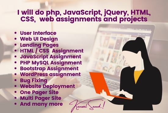 Do html css javascript jquery php web assignment or projects by ...