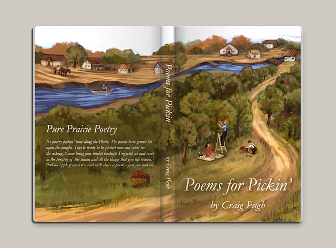 design book cover with illustration in semi realistic style