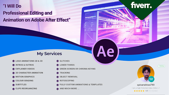 do professional editing, and animation on adobe after effect