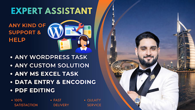 wordpress virtual assistant VA, help, data entry and do other task