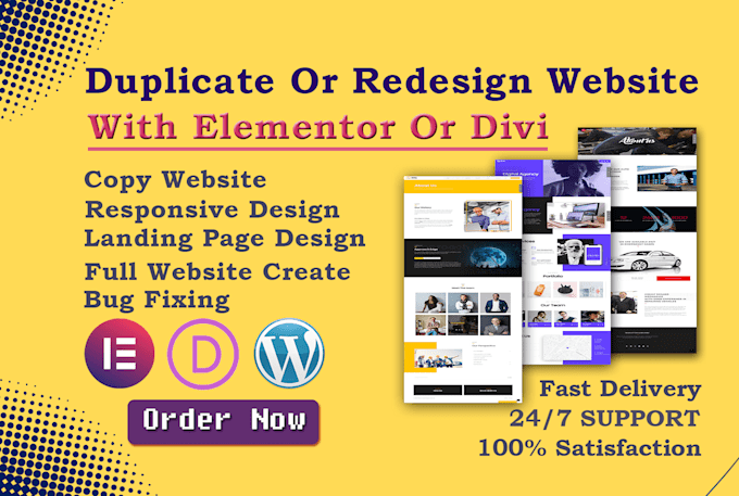duplicate website or redesign any website with elementor pro or divi