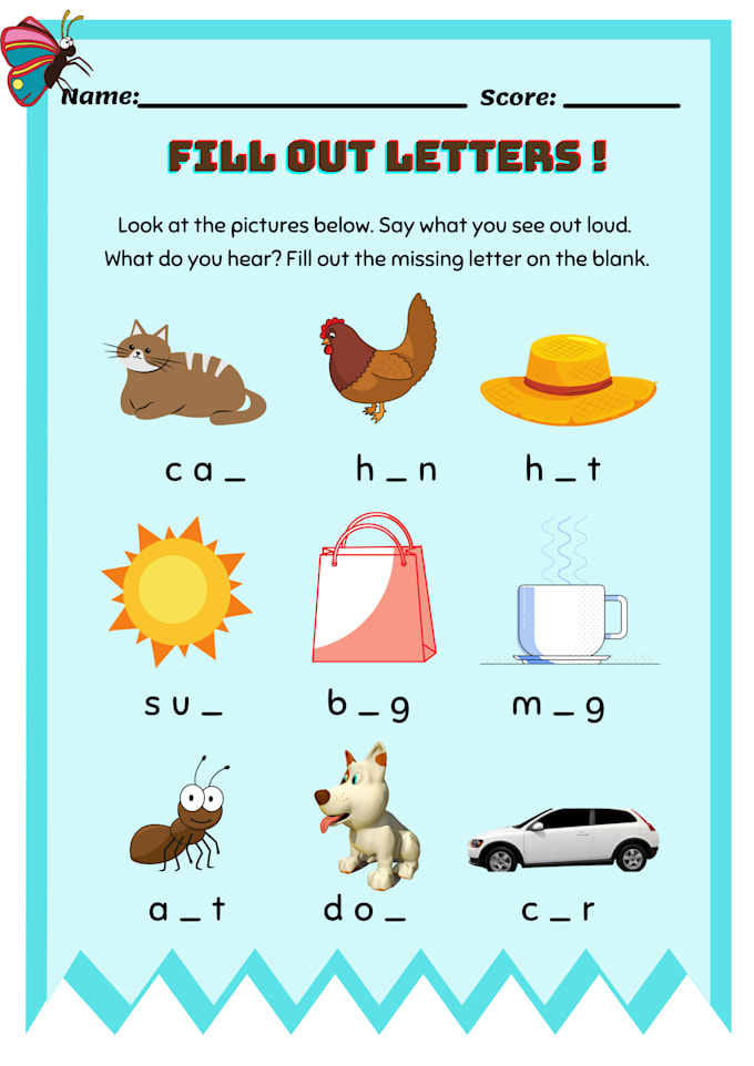 create different activity or  worksheets for kids