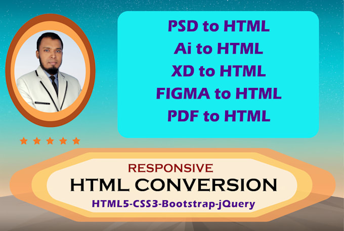 convert PSD to HTML, ai, xd,figma to HTML with CSS bootstrap