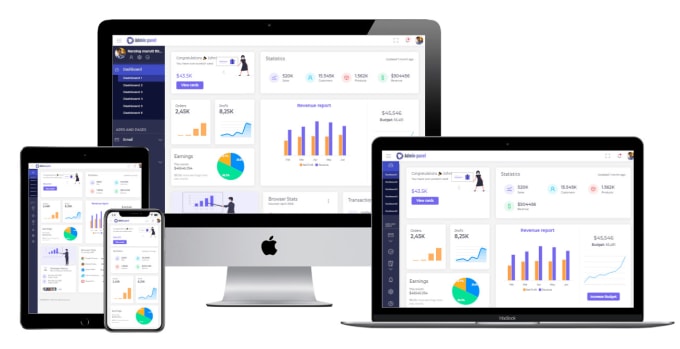 Design fully responsive admin panel with pure html, css, js by ...
