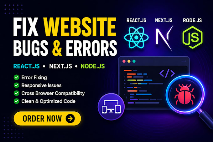 fix react, nextjs, nodejs, and responsive website bugs