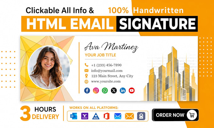 create HTML email signature for gmail, outlook, and apple mail etc