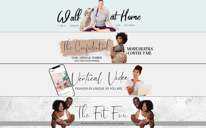 design girly epic unique youtube banner, channel art