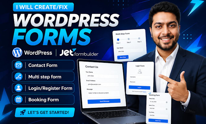create or fix wordpress form, multi step form, login form and contact form