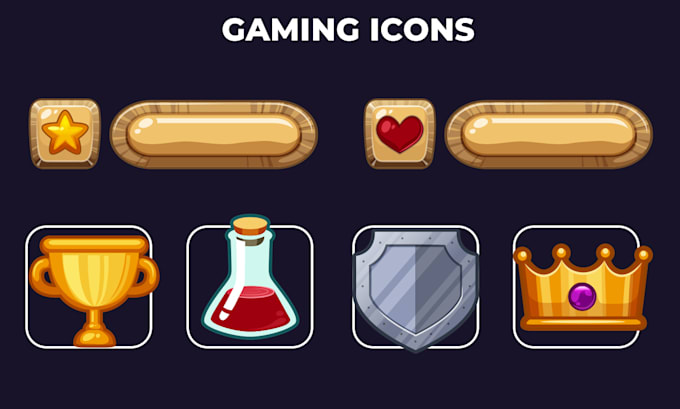 create nice 2d game assets, props, icons, objects and UI