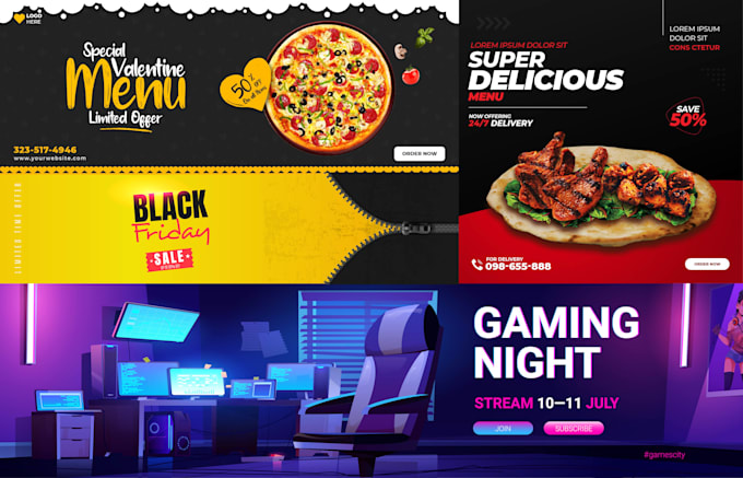 design unique banner,youtube banner or gaming banner