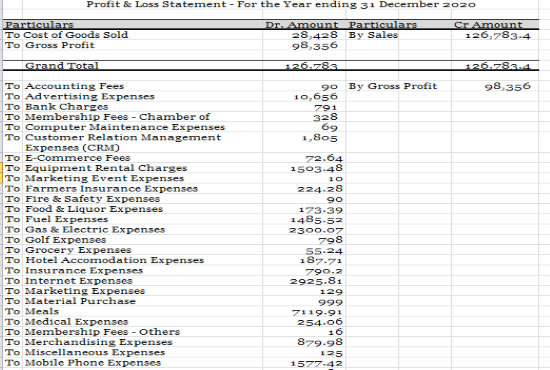 prepare the financial statement for the company