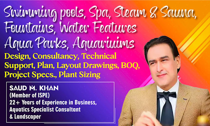 provide design n consultancy for pools spa aqua parks fountains steam sauna bath