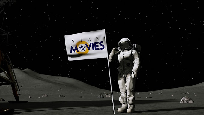 make astronaut moon flag logo reveal animation