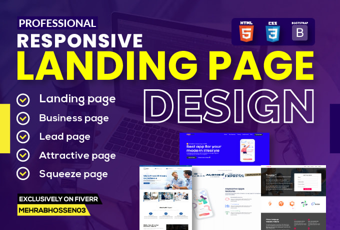 Create attractive html landing page design by Mehrabhossen03 | Fiverr