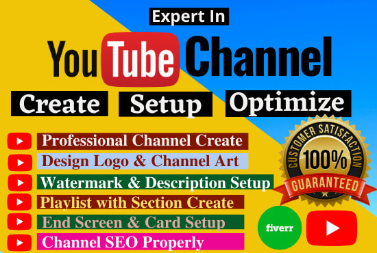 create youtube channel with logo, art design setup and SEO