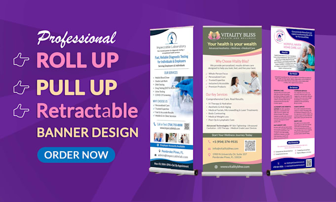 design a professional roll up, pull up, or retractable banner