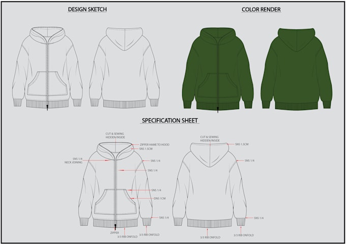 do full tech pack and fashion illustration