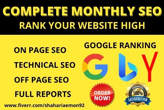 do complete monthly seo with high quality backlinks