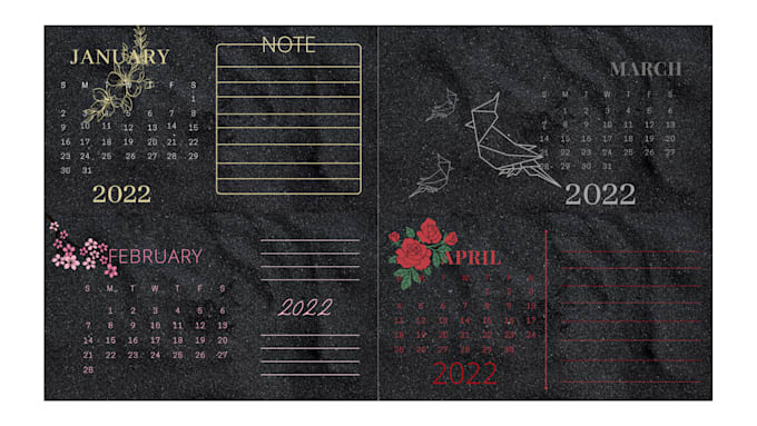 calendar black stars 2022