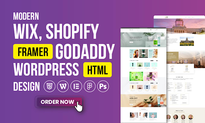 create modern wix, shopify, framer, godaddy, HTML and wordpress website