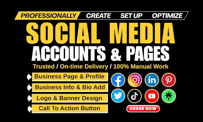 professionally create and setup social media business accounts and facebook page