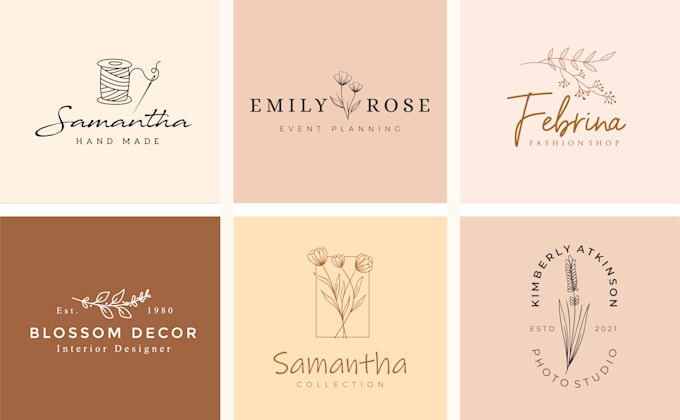design elegant feminine botanical boho hand drawn logo