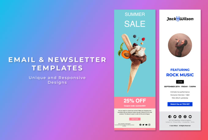 Hire a freelancer to design responsive email template and newsletter design