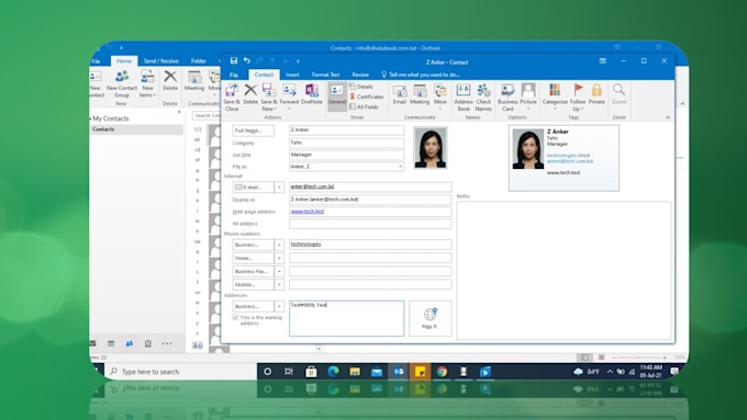 do outlook contact list entry