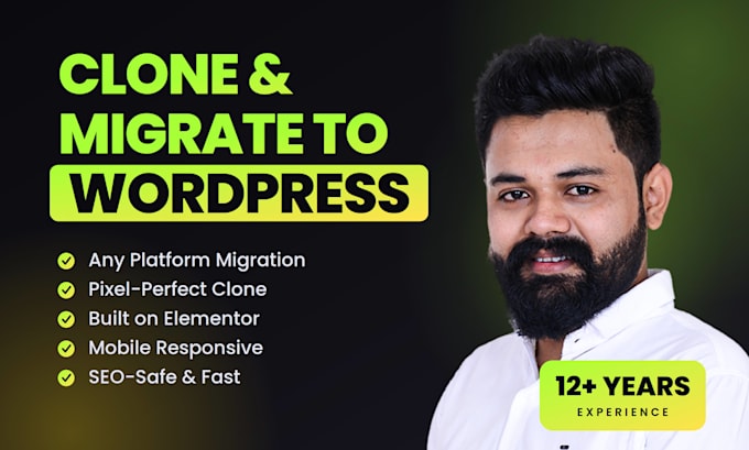 clone website and migrate wix squarespace webflow framer to wordpress elementor