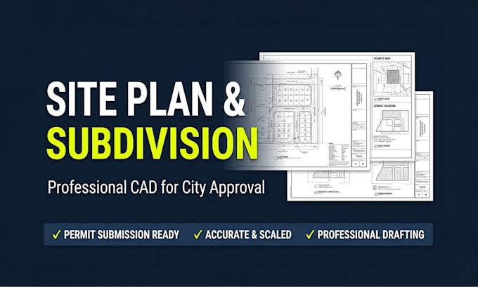draft 2d site plan, plot plan and lot subdivision for city permit