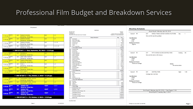 provide professional film budgeting and breakdown
