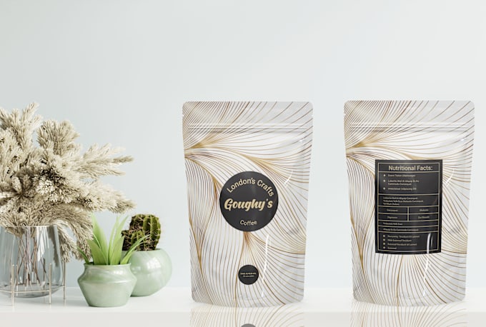 Do a coffee bag label and product packaging design, box packaging by ...