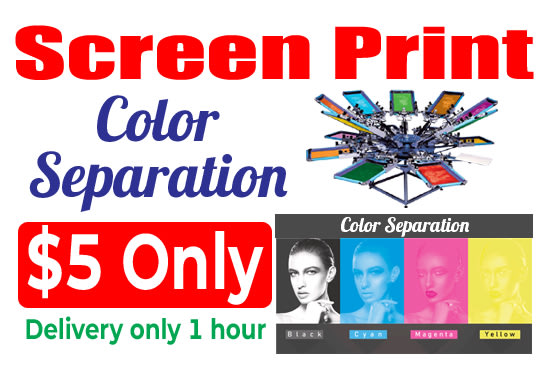 color separation for screen print within 1 hour