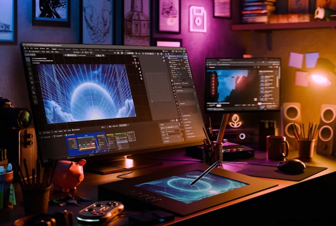 create surreal 3d art, product renders and music visuals
