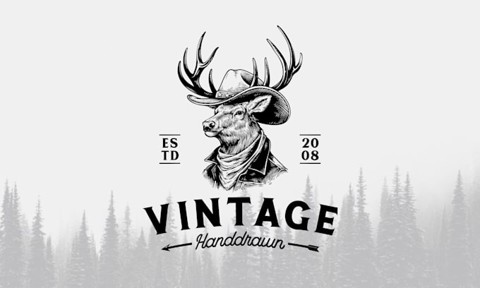create simple vintage logo design retro with hand drawn