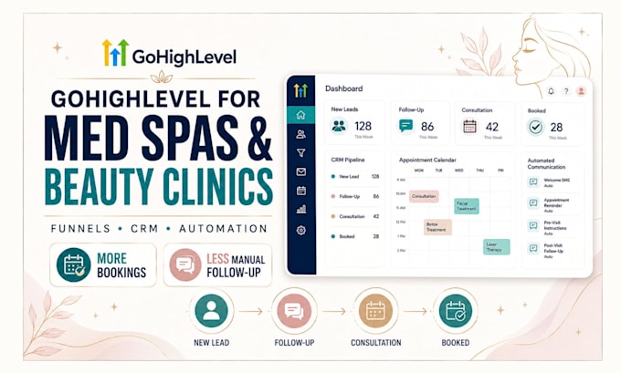 build gohighlevel funnels, CRM, and automation for med spas