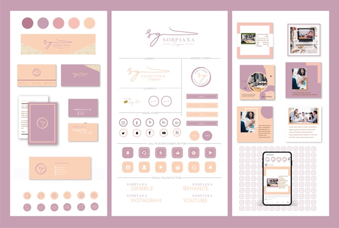 a design elegant signature logo and branding kit with copyright