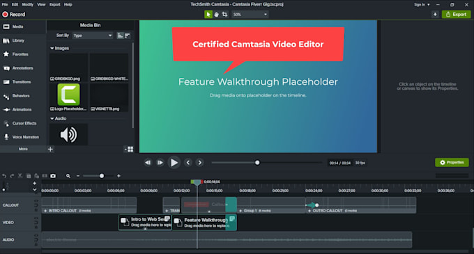 edit your video with voice over in camtasia