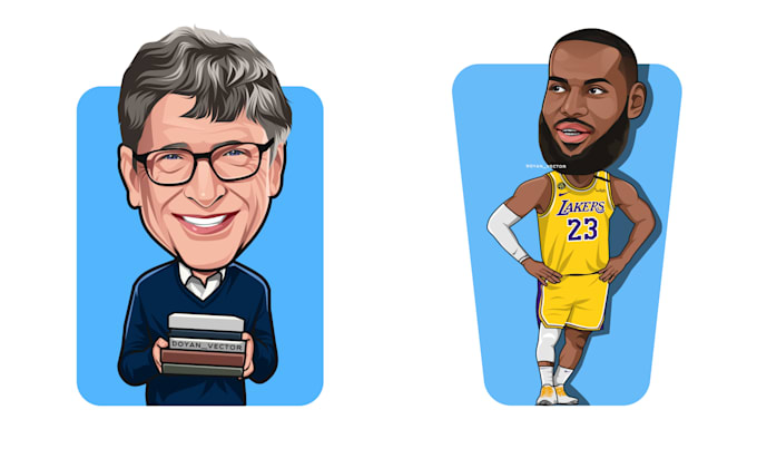 draw your photo into a big head cartoon caricature