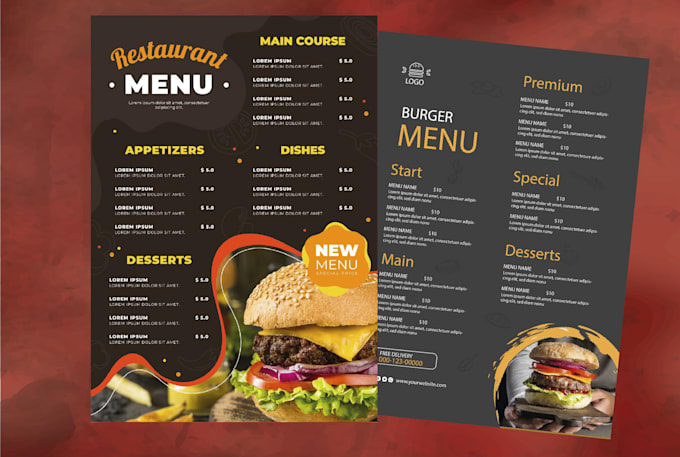 design a restaurant menu, food menu, or modern cafe menu