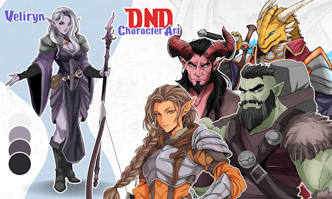 design dnd character art, fantasy character illustration for concept art