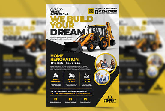 Do construction company flyer template by Entrygiga | Fiverr