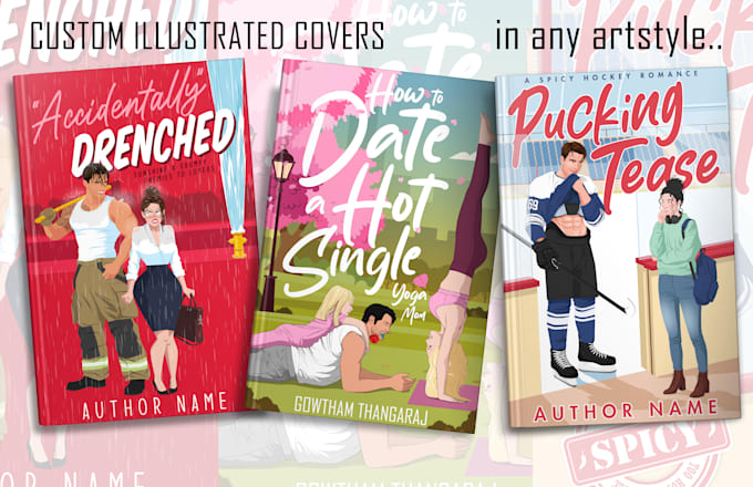 draw illustrated romance book cover design for kdp