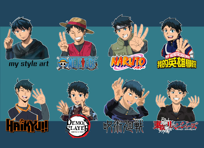 draw you in anime style naruto,one piece, jujutsu kaisen, etc