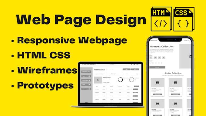do HTML CSS web design, wireframes and prototypes